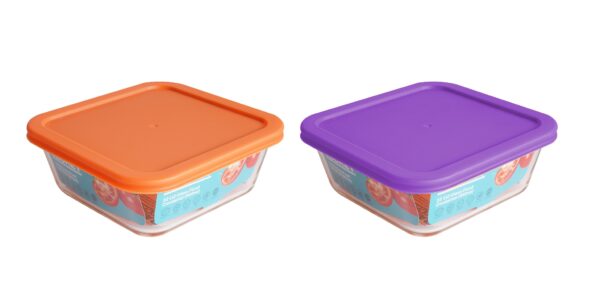 Square Glass Food Container Non-Snap Lid - 950ml