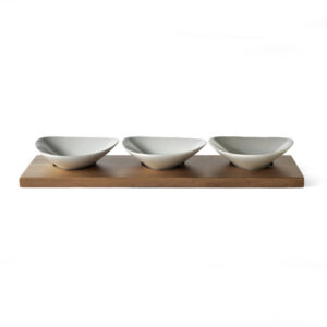 3 Mini Dishes on Acacia Wood Tray
