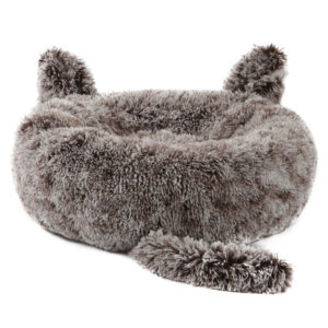 Plush Donut Bed - Light Brown & Black, 50cm