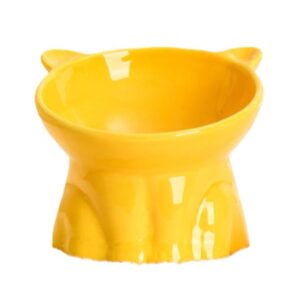 Cat Face Ceramic Bowl - Yellow