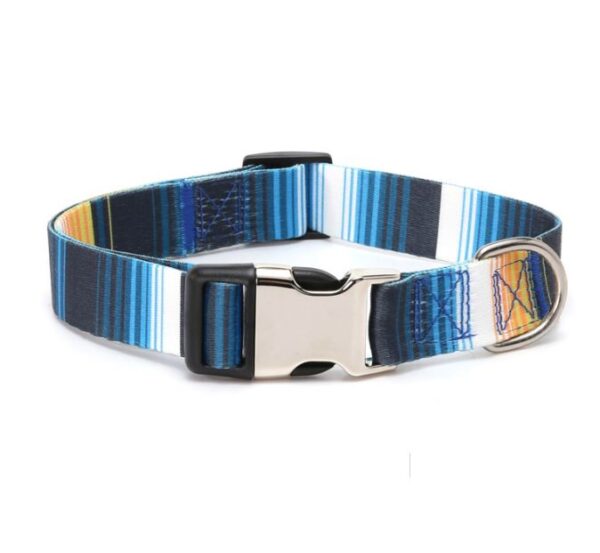Pet Collar - Extra Large, Blue Striped Pattern