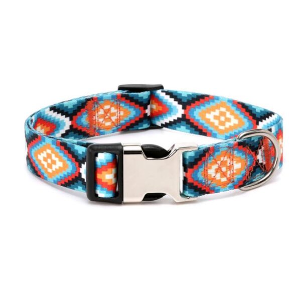 Pet Collar - Extra Large, Turquoise & Navy Pattern