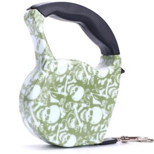 Automatic Pet Leash - 5m, Green Skull Pattern