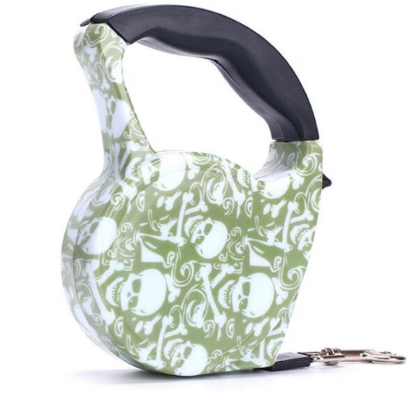 Automatic Pet Leash - 5m, Green Skull Pattern