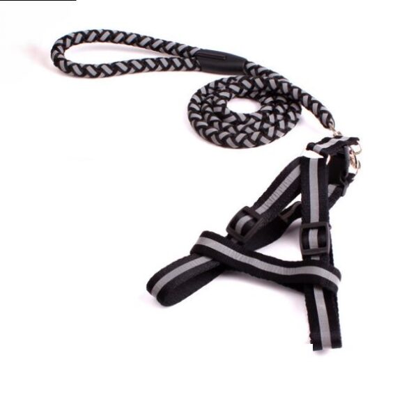 Reflective Harness & Leash - Medium, Black